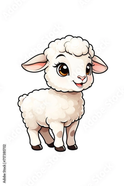 Fototapeta Cute sheep cartoon character isolated on transparent background