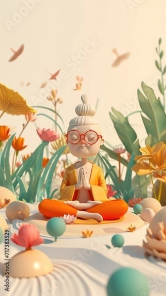 Fototapeta Cartoon digital avatars of Tranquil ogi