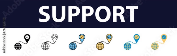 Obraz Support and customer icons Pixel perfect. Black fill icons set. tools, control, social, assistant, assistant, client, contact, cyberspace, desktop, feedback, fix, help, message, operator, ...	
