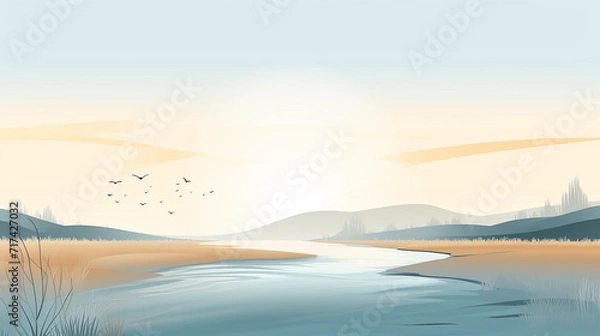 Fototapeta Minimalistic Abstract Gentle Light Background Natural Landscape. Copy Space