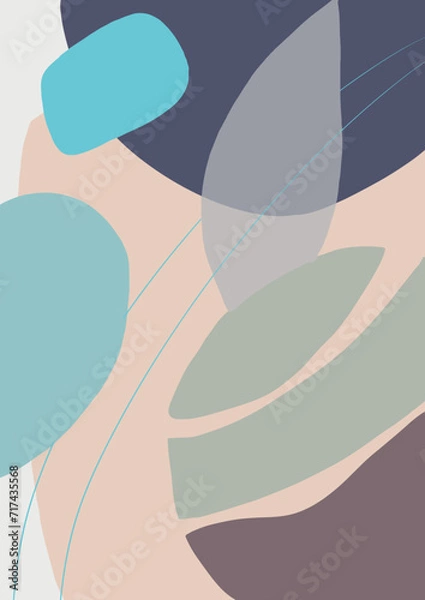 Obraz Abstract pastel shapes. Soft curves, leaves. Background