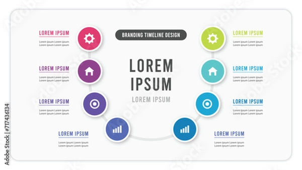 Obraz Eight circle u shape infographic template