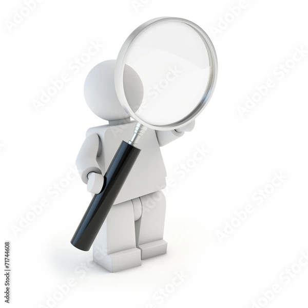 Obraz 3d character looking through magnifier
