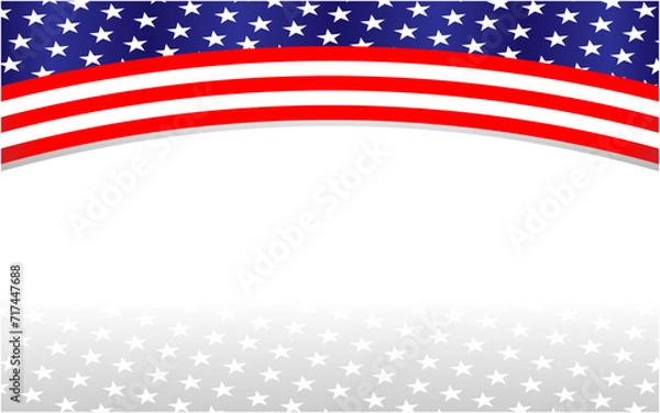 Fototapeta Abstract USA flag symbols wave pattern corner border design template with empty space for your text.	