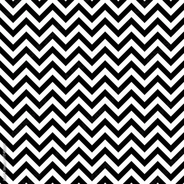 Obraz Vector modern seamless geometry pattern chevron black and white abstract geometric background subtle pillow print monochrome retro texture hipster fashion design. Repeated chivron motive.