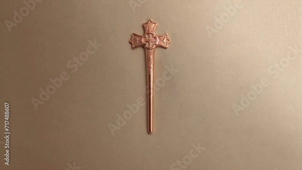 Fototapeta Christian Greek, Armenian, Greek cross on a plain background, banner with place for text, postcard. Generative AI