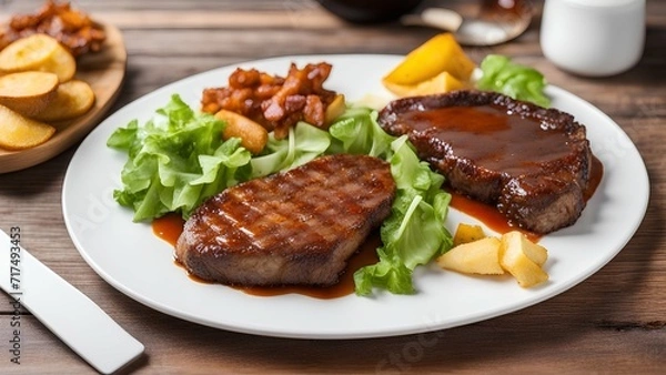 Obraz grilled steak with vegetables