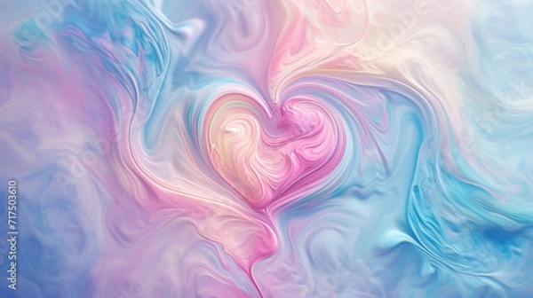 Fototapeta Whimsical and abstract composition illustration of swirling hearts in soft pastel colors, creating a light and airy design with a touch of romance, whimsical, heart swirls, hd, wit
