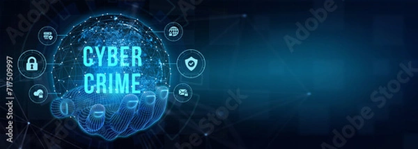 Fototapeta The concept of a cyber attack on a computer network. Cyber crime and internet privacy hacking. 3d illustration