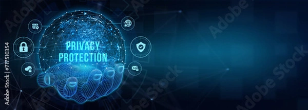 Fototapeta Data protection, privacy, and internet security concept. Cyber security for business and internet projects. 3d illustration
