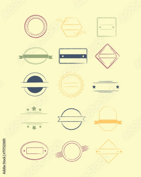 Fototapeta Simple Logo Stamp With Lined Brush Template Set