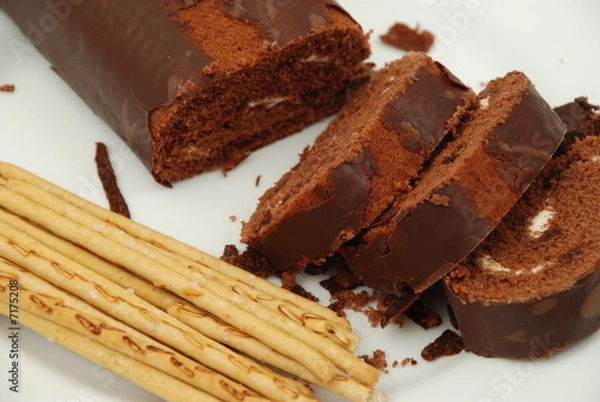Obraz tasty chocolate roll cake