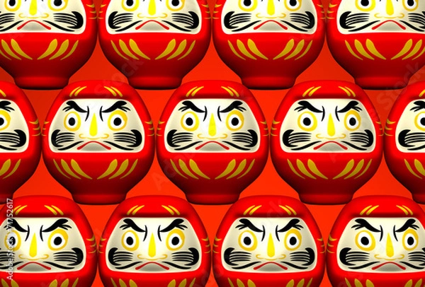Fototapeta Lucky Daruma Dolls On Red
