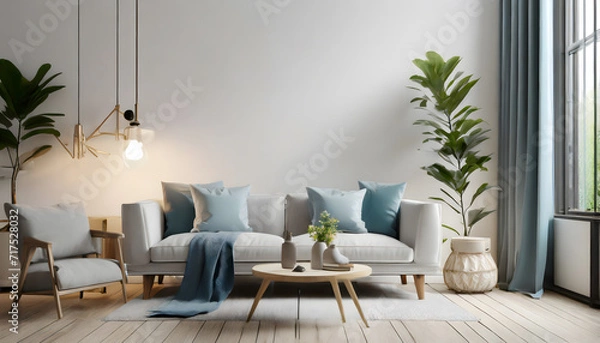 Fototapeta apartment, design, modern, home, wall, window, interior, kitchen, bright, dining, table, house, white, room, furniture, grey, architecture, decor, wooden, luxury, background, contempor. Generative AI.