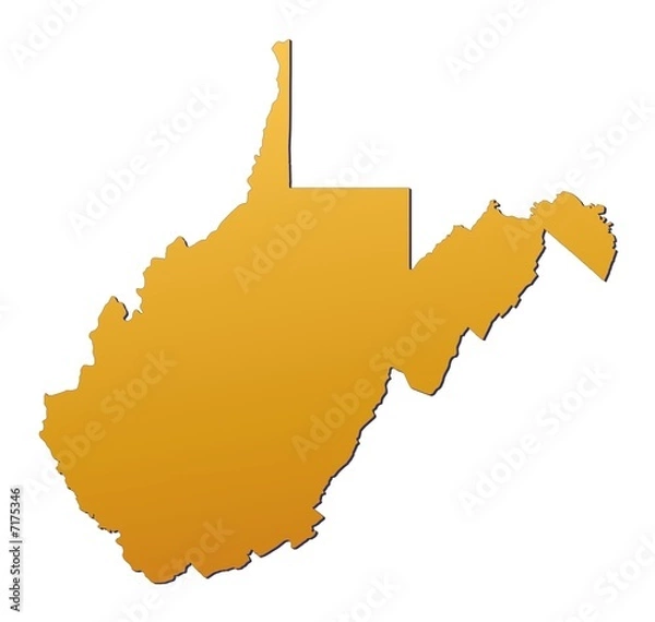 Fototapeta West Virginia (USA) map filled with orange gradient
