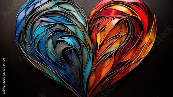 Obraz Bold and Sleek Modern Heart Design Harmony in Hues Background Ai Generative