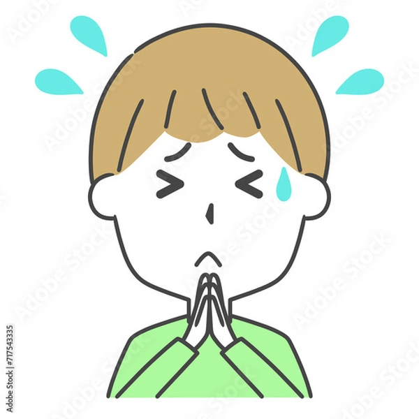 Obraz ごめんなさいと謝る男性　上半身　イラスト