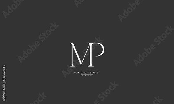 Fototapeta Alphabet letters Initials Monogram logo M P MP PM