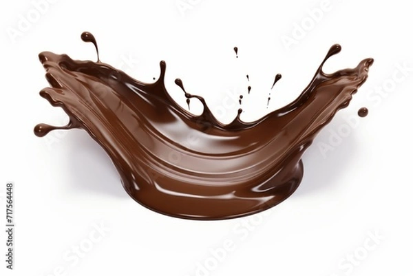 Fototapeta Melted Dark Chocolate Creating a Mouthwatering Scene, on isolated white background, Generative AI