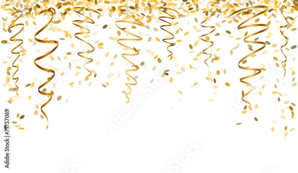 Fototapeta spadające złote konfetti