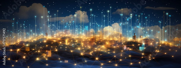 Fototapeta Horizon of Hexagons: Weaving the Web of Cloud Data