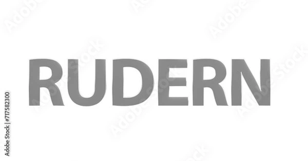 Fototapeta Rudern - plakative silberne 3D-Schrift, Wassersport, Sportart, Ruderboot, Paddeln, Ausdauertraining, Teamarbeit, Wettkampf, Fitness, Gleichgewichtstraining, Körperkoordination, Rendering, Freisteller