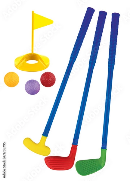 Fototapeta plastic golf toy set isolated
