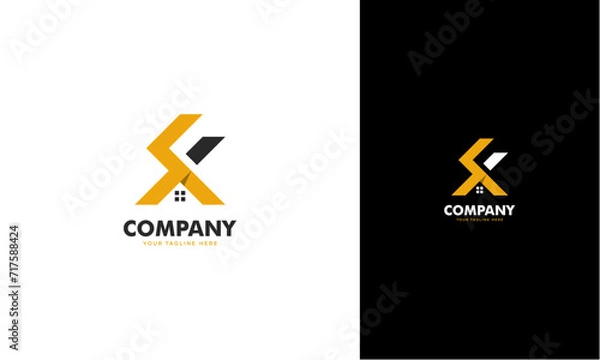 Fototapeta AF with roof initial logo concept monogram,logo template designed to make your logo process easy and approachable. All colors and text can be modified