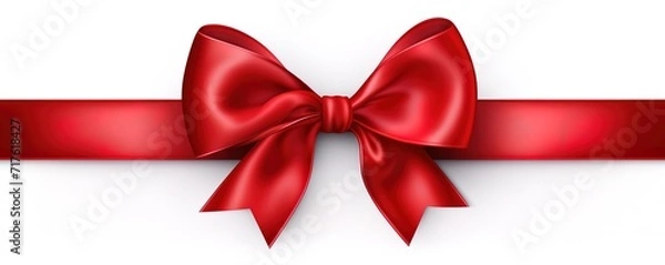 Fototapeta A shiny red bow tie isolated on a white background. generative AI
