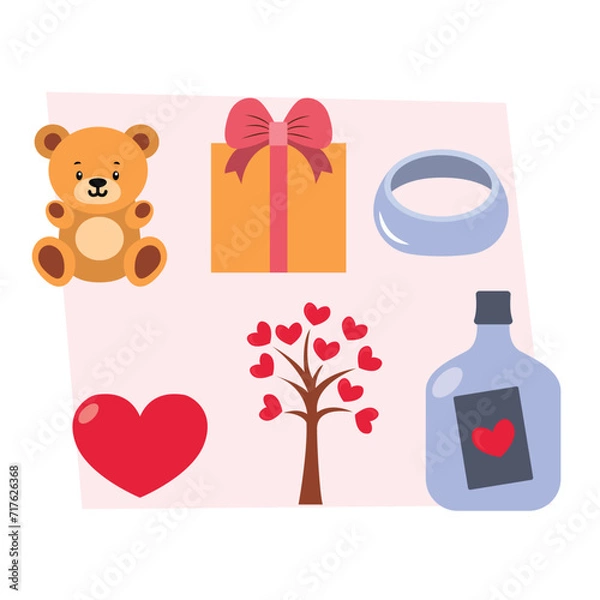 Obraz Flat valentines day elements collection