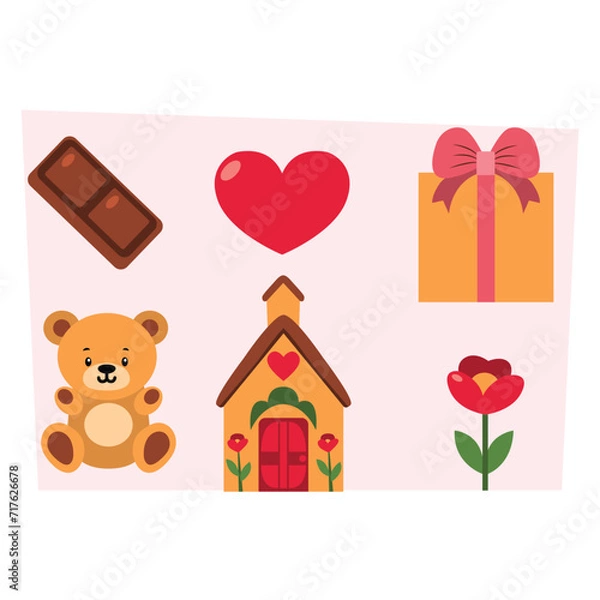 Obraz Flat valentines day elements collection