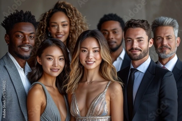 Fototapeta Golden Glow: A Glamorous Group of Friends Generative AI