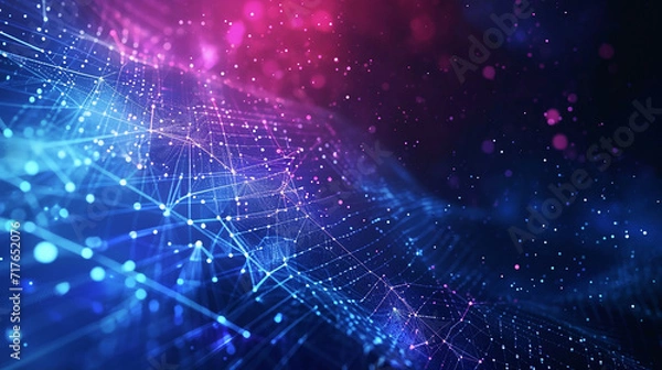 Fototapeta Abstract rendering of digital board with electronic circuits in multispectral light shades, illustrating concept of modern technology and information flow in techno art style