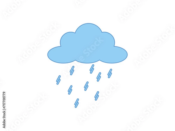 Obraz Cloud with rain icon over white background, flat style, vector illustration
