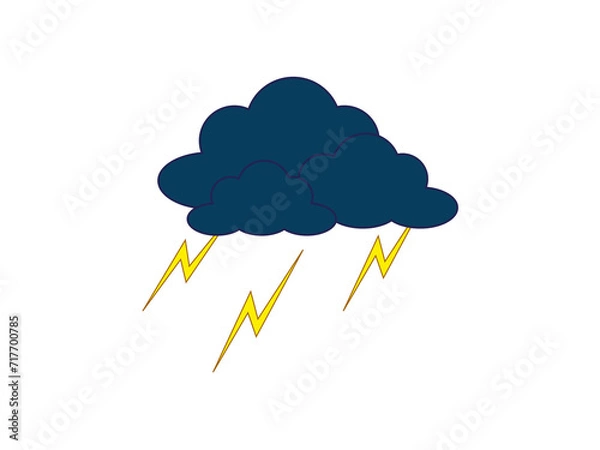 Obraz Cloud with rain icon over white background, flat style, vector illustration