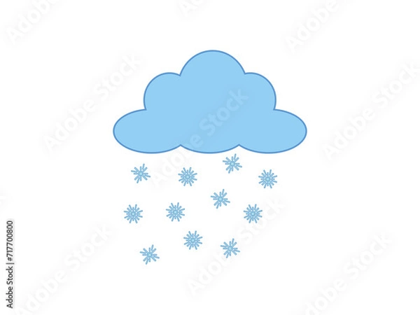 Obraz Cloud with snowflakes icon over white background, flat style, vector illustration