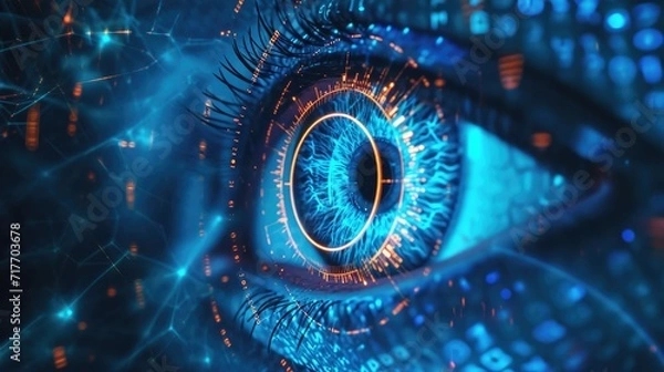 Fototapeta futuristic digital eye data network and cyber security technology background