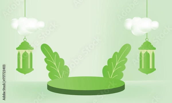 Fototapeta Ramadan background with 3D podium