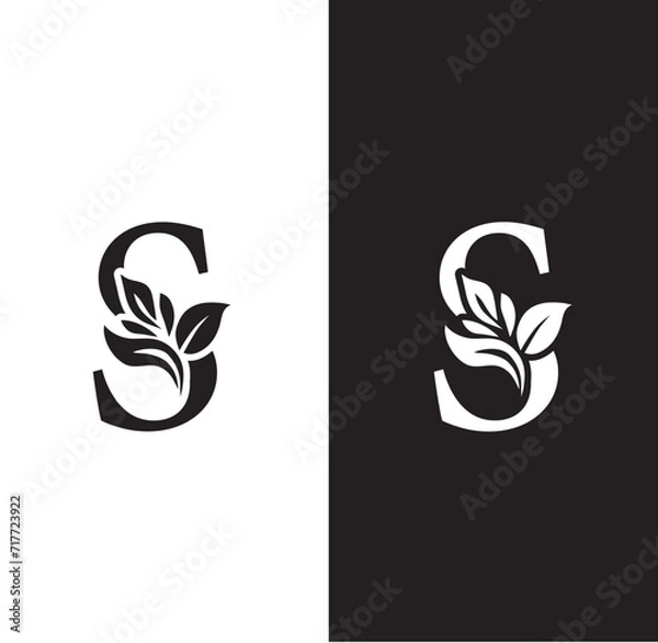 Obraz letter S flower letters. Vintage ornament initial Alphabet. Logo vector	
