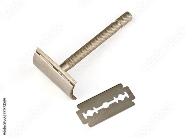 Obraz old razor isolated on white
