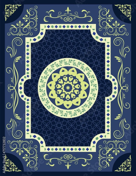 Obraz Blue Green Carpet Abstract elements Arabic style 37