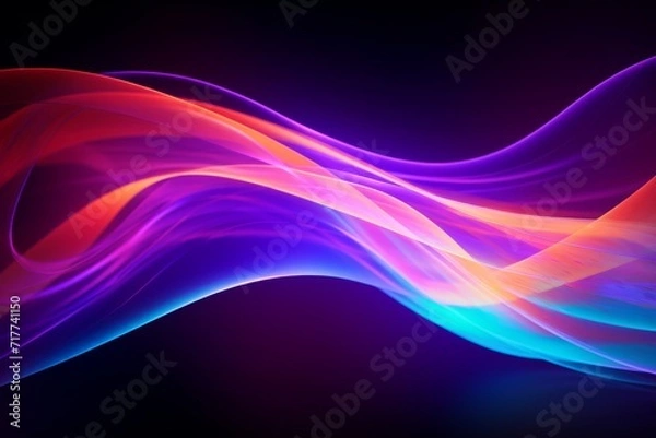 Fototapeta Abstract neon wave in the dark .Motion visualization