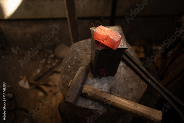 Fototapeta steel with axe fronging process