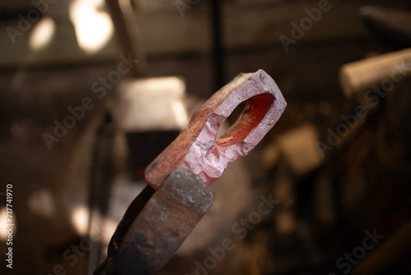Fototapeta steel with axe fronging process