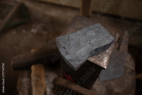 Fototapeta axe head with making process