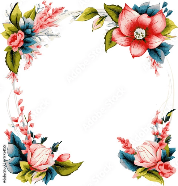 Fototapeta abstract floral frame for creative letter or poster