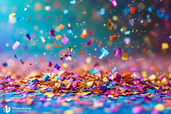 Fototapeta Colorful Confetti Blur: A Festive Frenzy for the New Year Generative AI