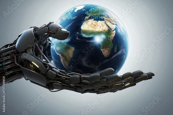 Obraz earth in AI robot's palm