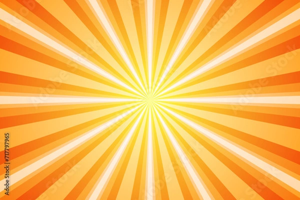Fototapeta Orange Sunburst Pattern Background. Rays. Radial. Summer Banner. Vector Illustration