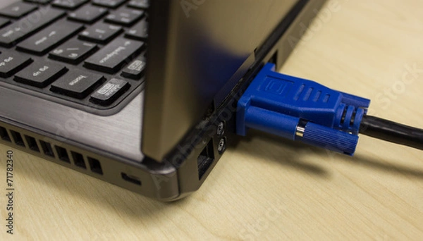 Obraz VGA cable connected to laptop